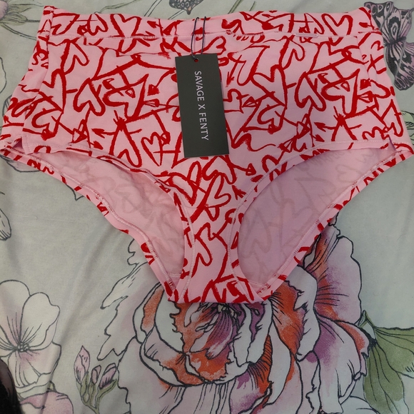 Savage X Fenty Other - Savage X Fenty Pink and Red Heart Print Panties